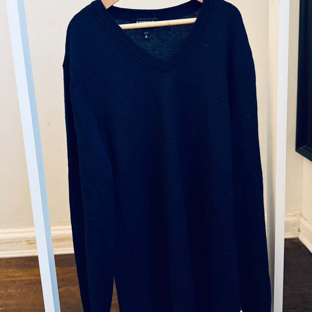 Men's Merino Wool Dark Blue Sweater